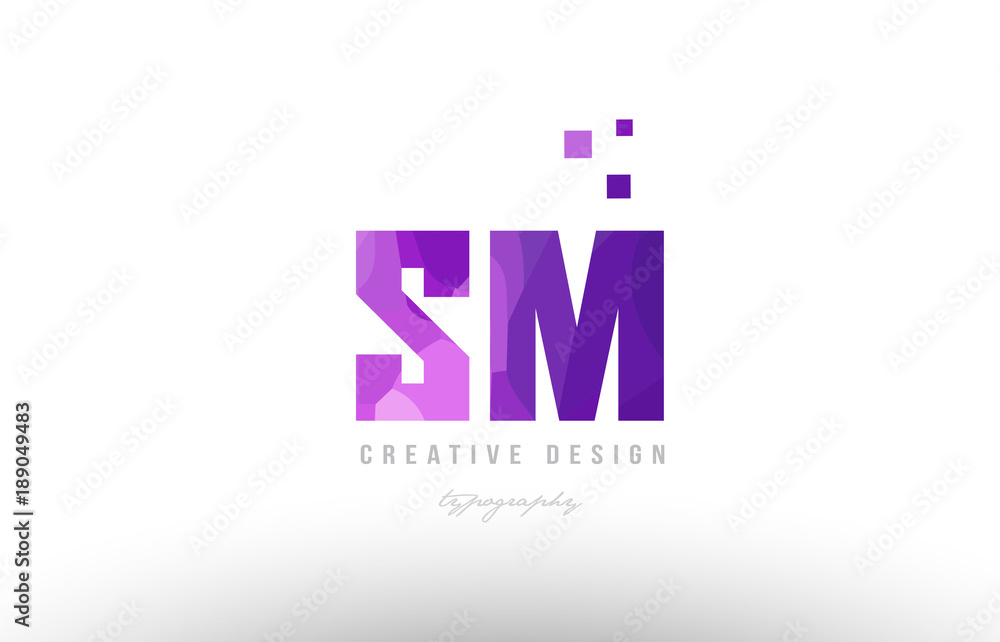 sm s m pink alphabet letter logo combination with squares