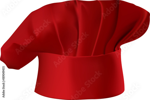 Vector illustration of a red chef's hat isolated on white background