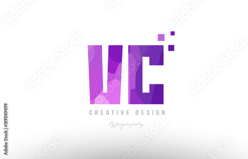 vc v c pink alphabet letter logo combination with squares