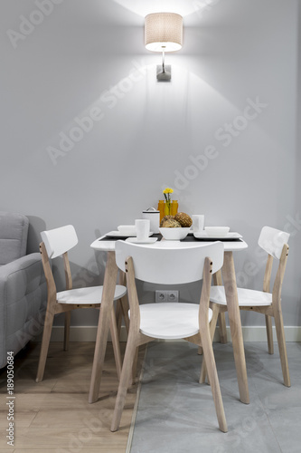 Stylish modern breakfest table