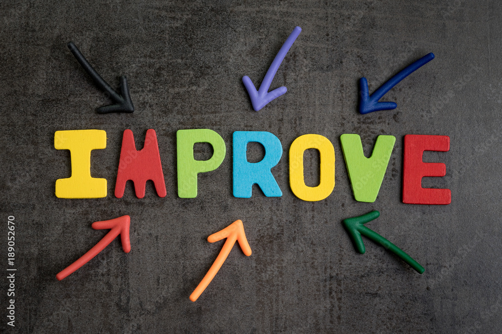 Self improvement concept by multiple arrow pointing to colorful