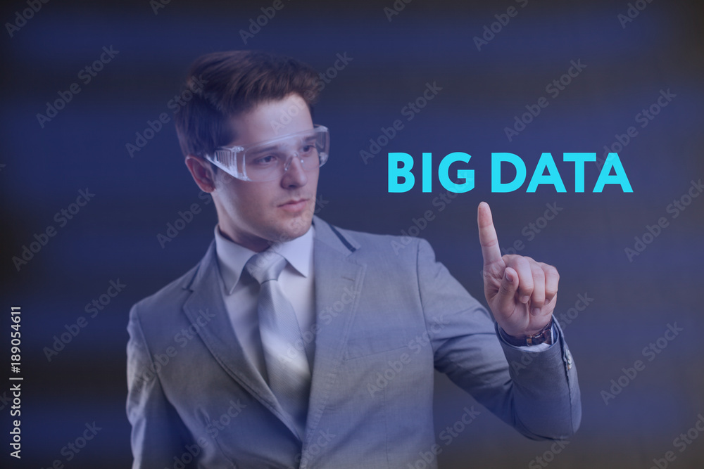 Big data concept man selecting and pressing Big Data symbol Big data concept man selecting and pressing Big Data symbol