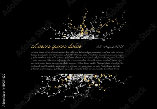Funeral card template with white and golden flowers