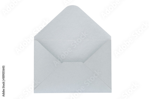 Open gray envelope isolated on white background.