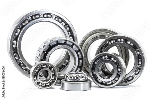 Close up of bearings isolated on white