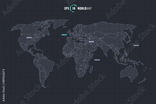 Hi-Res Vector World Map with Contries photo