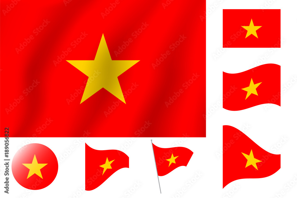 Vietnamese flag. Realistic vector illustration flag. National symbol design. Vietnamese flag. Realistic vector illustration flag. National symbol design.