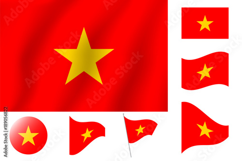 Vietnamese flag. Realistic vector illustration flag. National symbol design.
