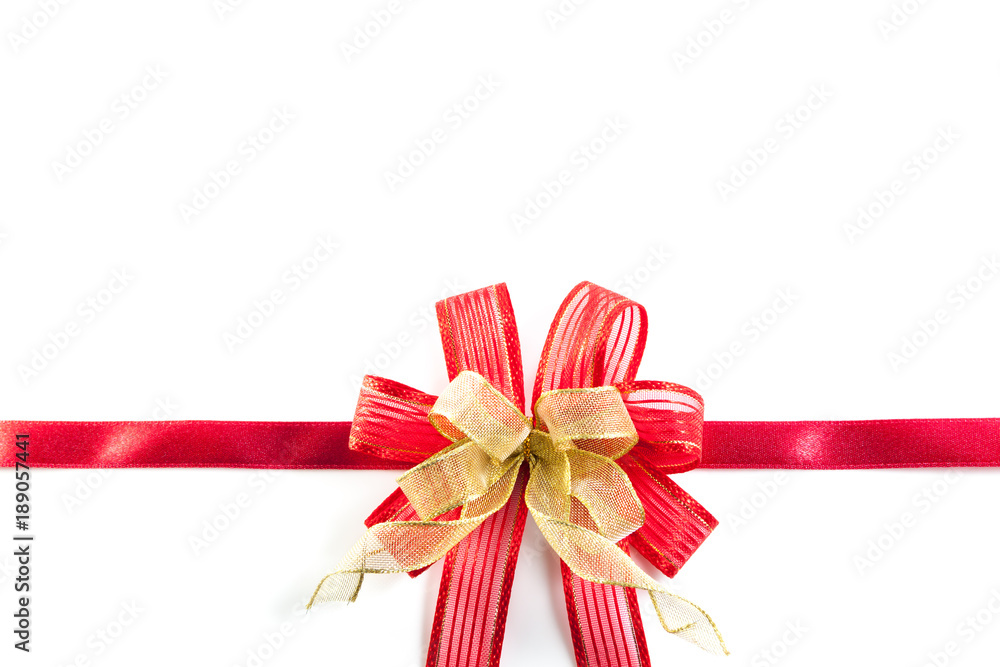Red bow ribbon isolated on white with empty space Red bow ribbon isolated on white with empty space