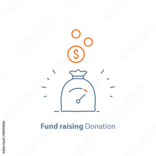 Loyalty program, earn points, pension savings, fund raising, long term investment, line icon