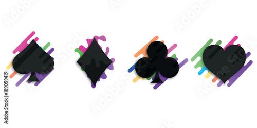 Set of suits deck of cards for playing poker and casino with modern design. Vector illustration.