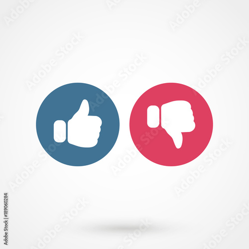 Like and dislike icons set. Thumbs up and thumbs down. Modern graphic elements for web banners, web sites, printed materials, infographics. Vector on white background.
