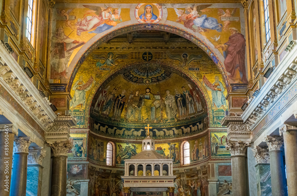 Basilica of Santa Maria in Trastevere in Rome, Italy.