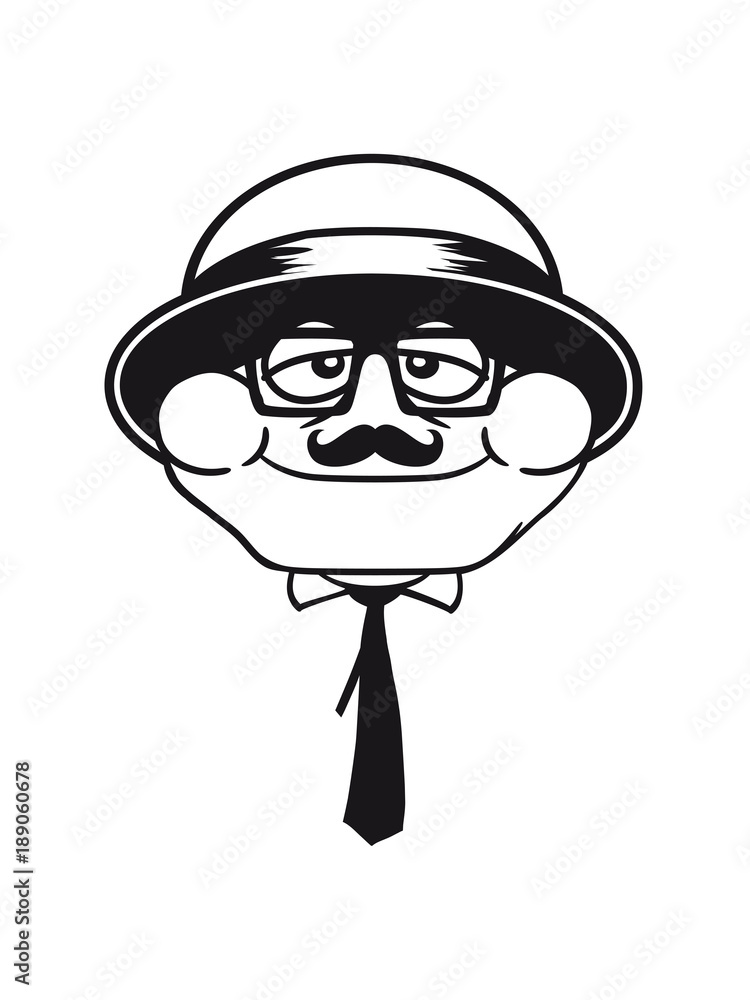 gesicht kopf herr sir hut mütze krawatte hornbrille mustache schnurrbart lustig glücklich sitzend frosch klein süß niedlich quak comic cartoon clipart
