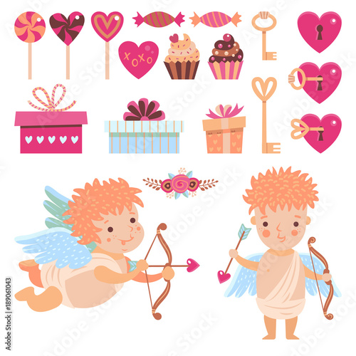 Cupids and decor for Valenines day photo