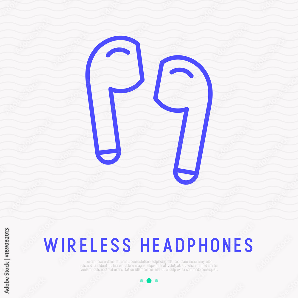 Wireless earphones thin line icon. Modern vector illustration. Wireless earphones thin line icon. Modern vector illustration.