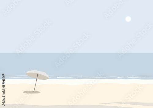 Umbrella on the beach with sea and blue sky  vector