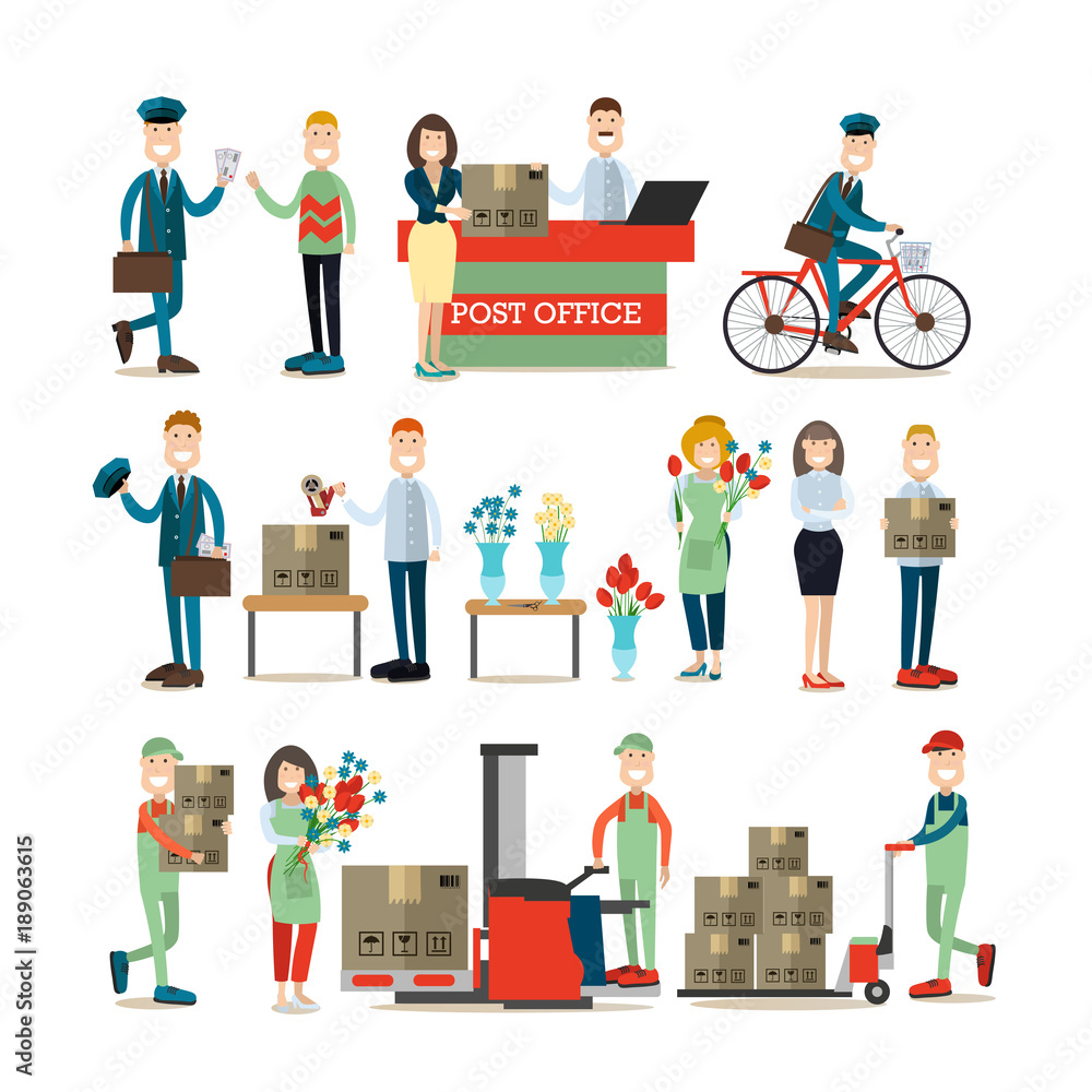 Delivery people concept vector illustration in flat style