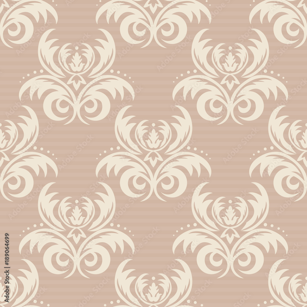 Vector seamless floral damask pattern. Rich ornament, old Damascus style. Royal victorian seamless pattern for wallpapers, textile, wrapping, wedding invitation. Damask woman pattern. EPS10