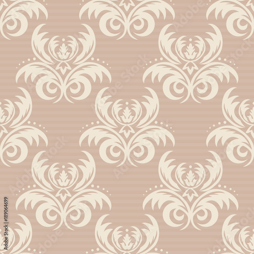 Vector seamless floral damask pattern. Rich ornament, old Damascus style. Royal victorian seamless pattern for wallpapers, textile, wrapping, wedding invitation. Damask woman pattern. EPS10