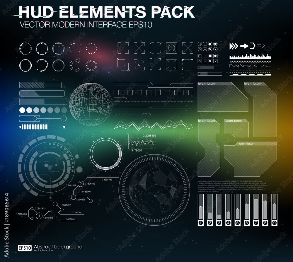 HUD elements pack. Vector modern interface. Abstract background vector illustration. Futuristic user interface HUD UI UX.