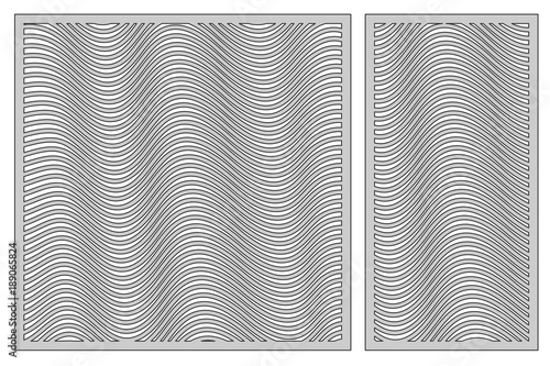 Template for cutting. Geometric line pattern. Laser cut. Set ratio 1:2, 1:1. Vector illustration.