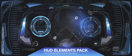 Futuristic VR Head-up Display Design. Sci-Fi Helmet HUD. Future Technology Display Design.
