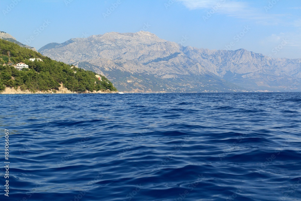 Beautiful view of the Adriatic Sea in Croatia in southern Dalmatia with mountains in the background Beautiful view of the Adriatic Sea in Croatia in southern Dalmatia with mountains in the background