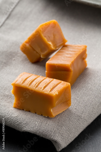Fotografie Hand made caramel toffee pieces in kitchen