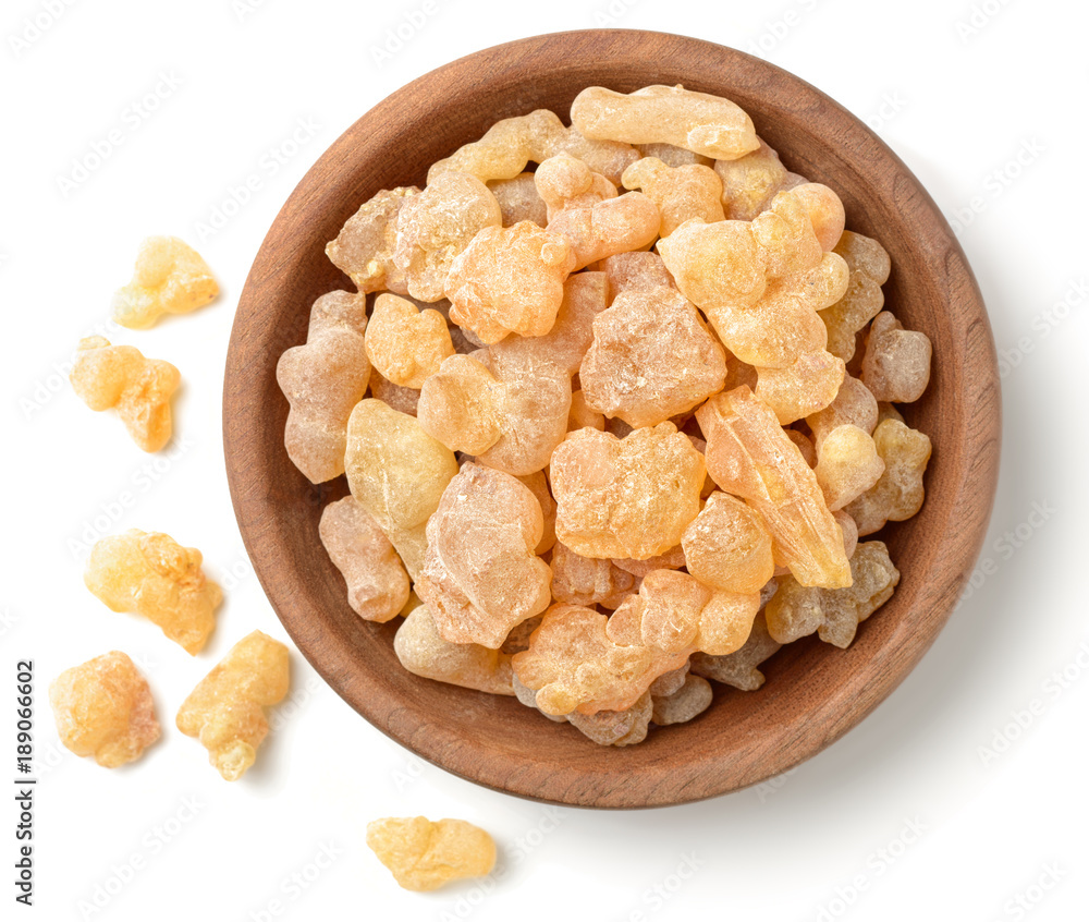 Pure Organic Frankincense Resin isolated on white, top view Pure Organic Frankincense Resin isolated on white, top view