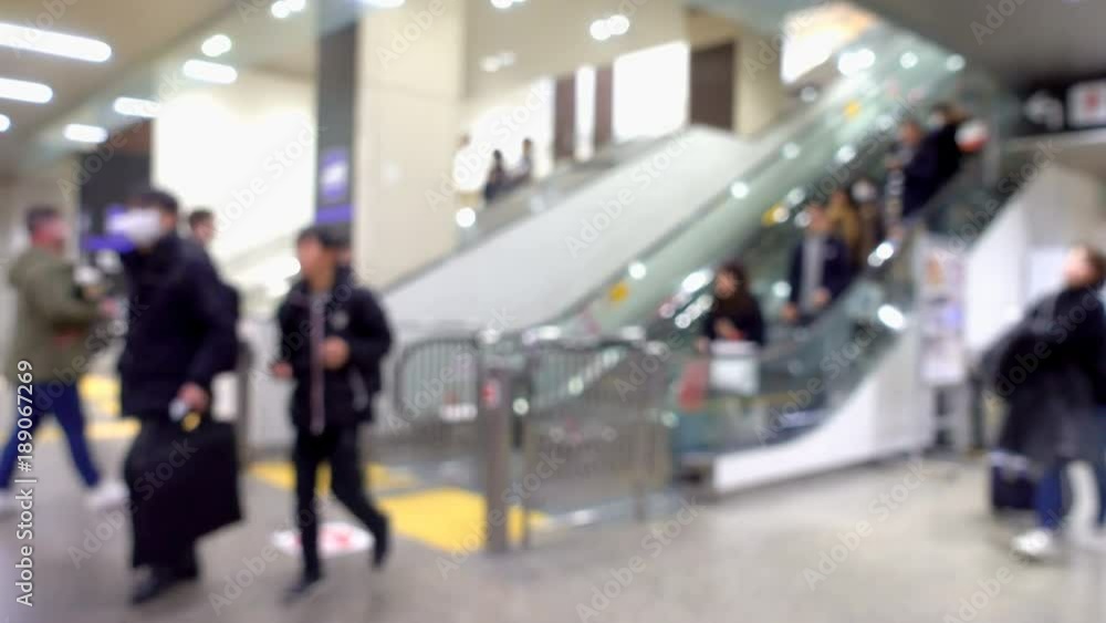 The passenger use elevator up and down inside train station The passenger use elevator up and down inside train station