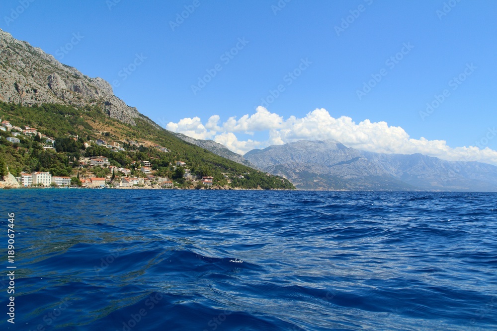 Beautiful view of the Adriatic Sea in Croatia in southern Dalmatia with mountains in the background Beautiful view of the Adriatic Sea in Croatia in southern Dalmatia with mountains in the background