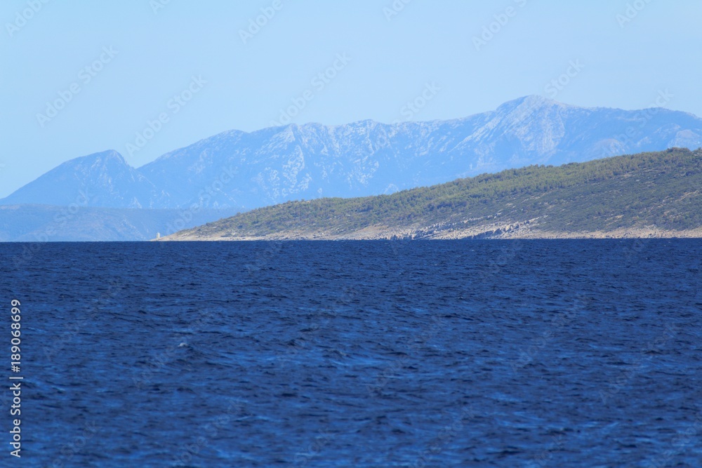 Beautiful view of the Adriatic Sea in Croatia and Brac island, Southern Dalmatia