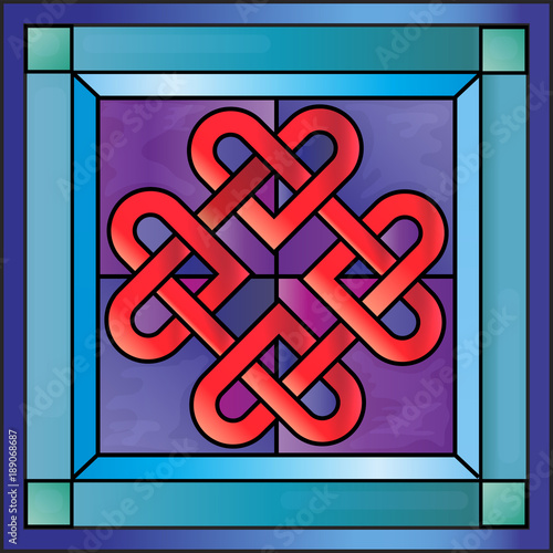 Stained glass Celtic hearts
