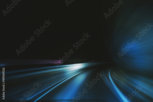 Driving Fast At Night. Abstract Motion Driving.