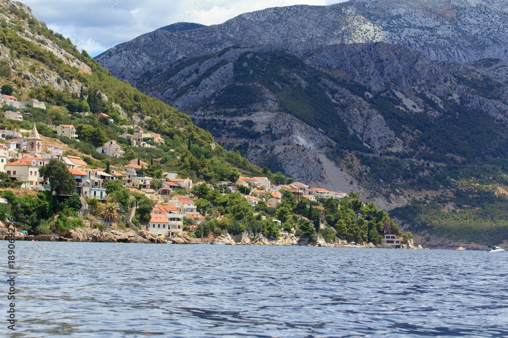 Beautiful view of the Adriatic Sea in Croatia in southern Dalmatia, Pisak village