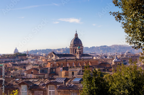 Fototapeta Naklejka Na Ścianę i Meble -  Aerial view of the Rome Italy. Beautiful cityscape view of Rome skyline from hilltop.