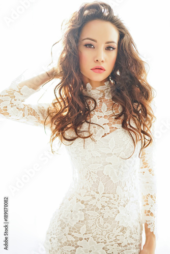 Beautiful woman in white dress