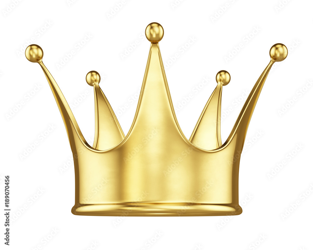 Royal gold crown isolated on white. 3d rendering. Stock Illustration ...