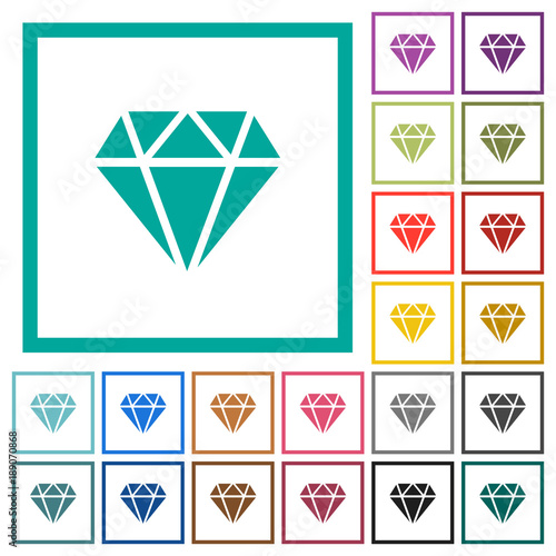 Diamond flat color icons with quadrant frames