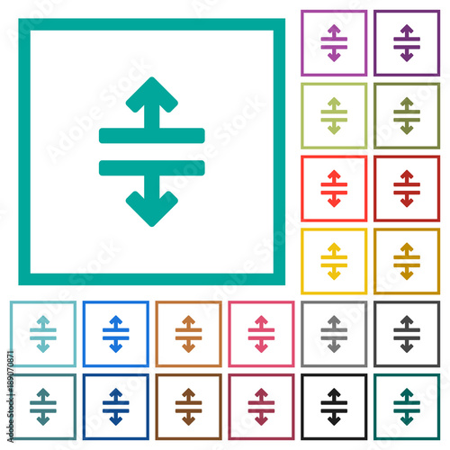 Horizontal split flat color icons with quadrant frames