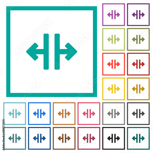 Vertical split tool flat color icons with quadrant frames