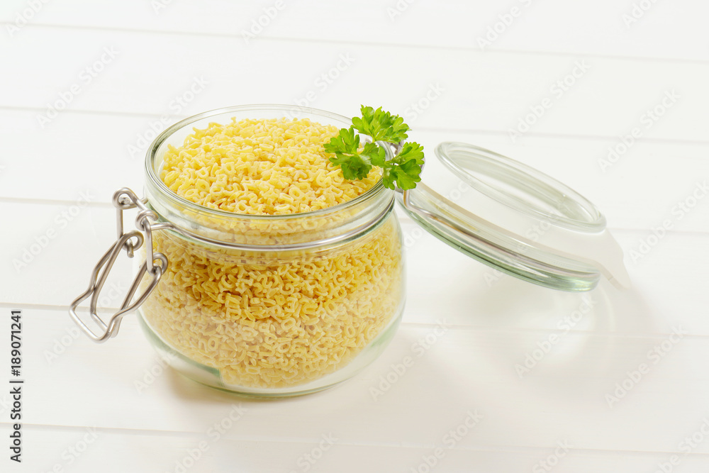 uncooked alphabet pasta