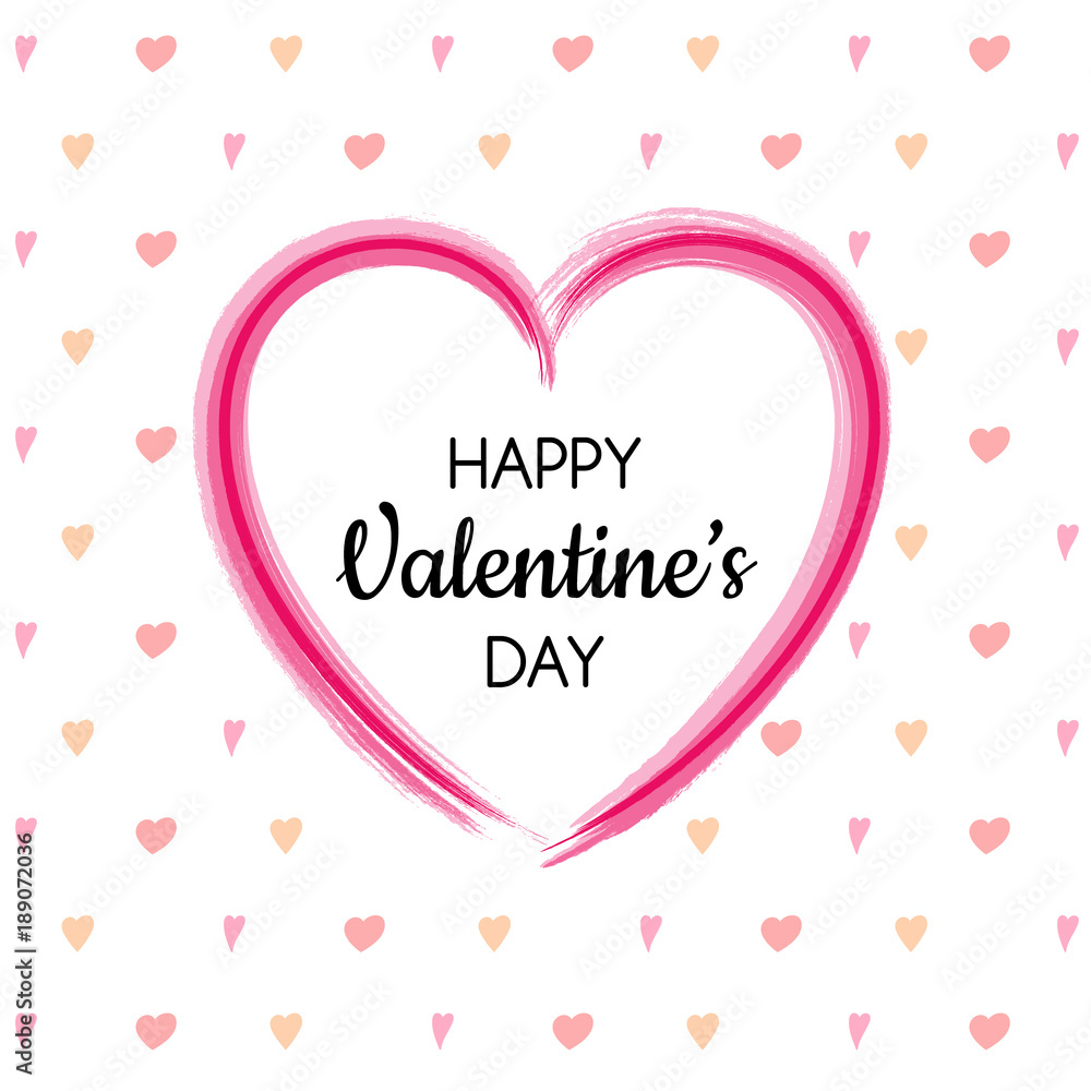 Happy Valentine's Day - poster with cute hand drawn hearts. Vector.