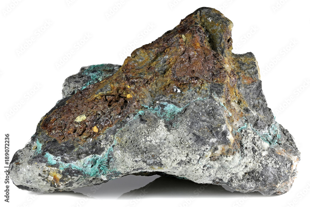 copper ore from Inzell/ Germany isolated on white background copper ore from Inzell/ Germany isolated on white background