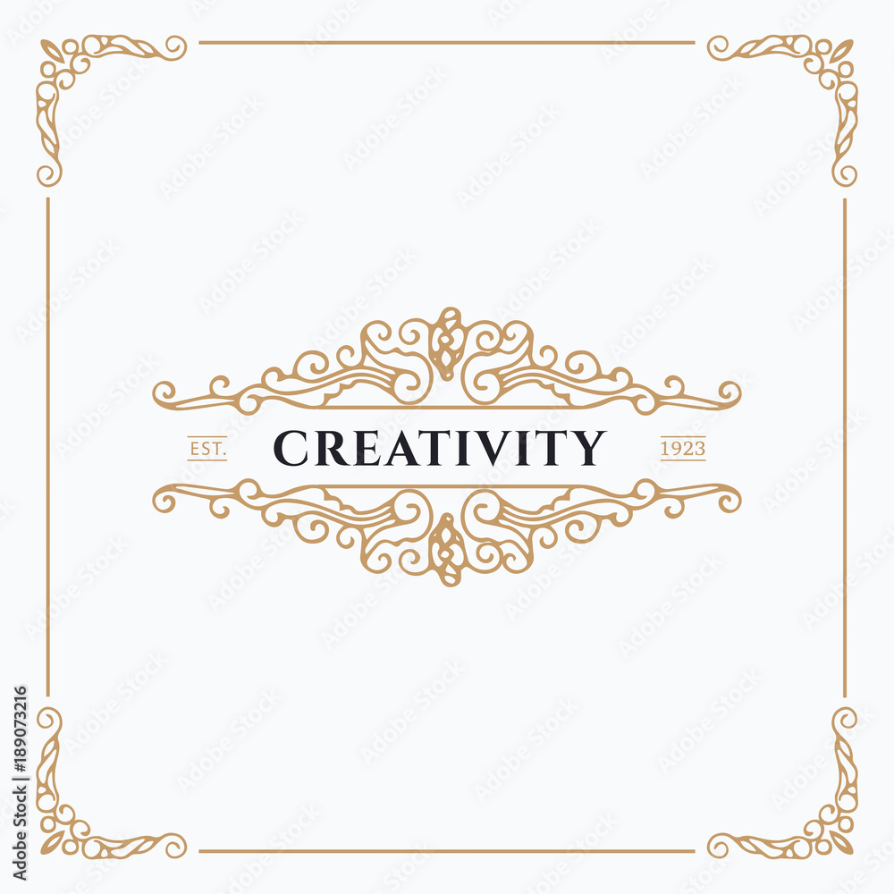 Monogram creative card template with beautiful flourishes ornament elements. Elegant design for corporate identity, logo, invitation. Design of background products. Monogram creative card template with beautiful flourishes ornament elements. Elegant design for corporate identity, logo, invitation. Design of background products.