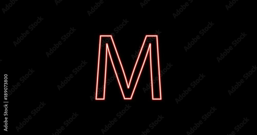 Neon Alphabet M letter Red Light Icon, Background with motion of A letter, seamless loop. Сartoon animation 2D loopable. Neon Alphabet M letter Red Light Icon, Background with motion of A letter, seamless loop. Сartoon animation 2D loopable.