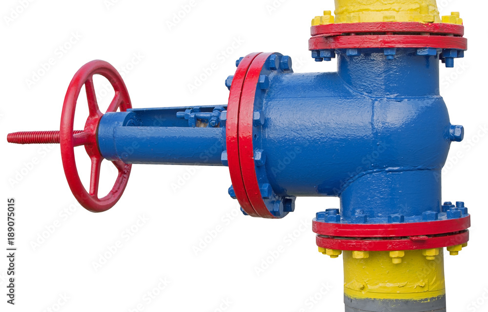 metal pipe with valve on white metal pipe with valve on white