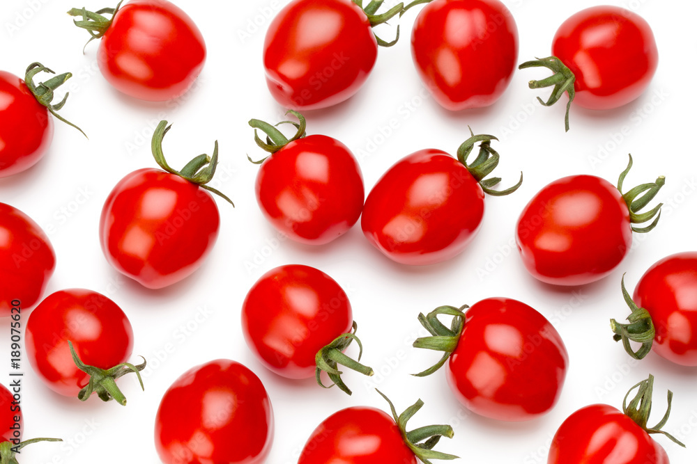 Plum tomatoes isolated on white background. Top view Plum tomatoes isolated on white background. Top view
