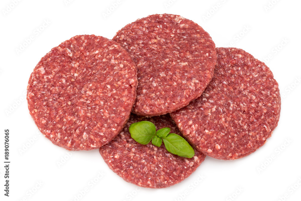 Raw fresh hamburger meat isolated on white. Raw fresh hamburger meat isolated on white.